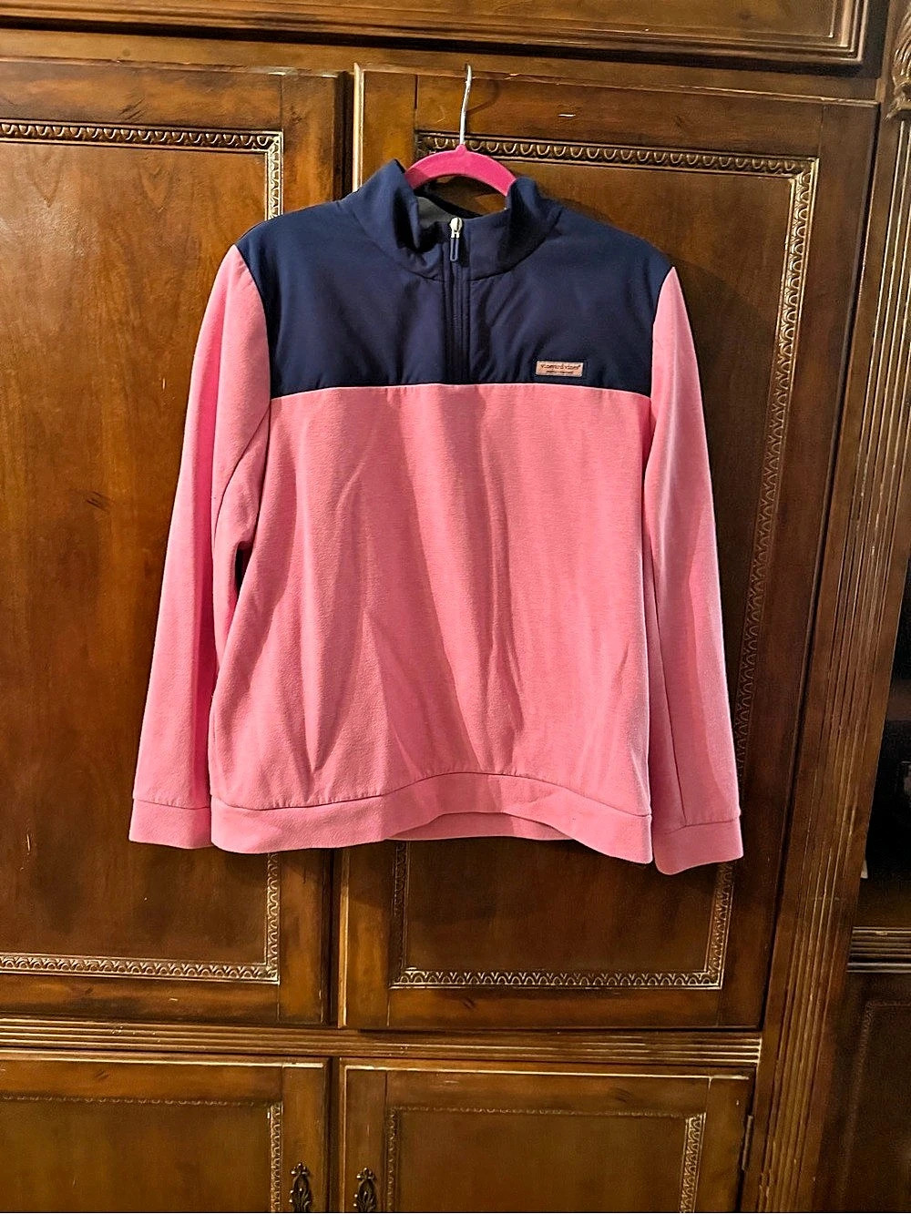 Vineyard Vines Performance Club Quarter-Zip Pullover Pink & Blue